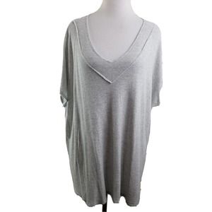 BKE THE BUCKLE oversized V-NECK WAFFLE THERMAL TOP‎ MEDIUM Gray